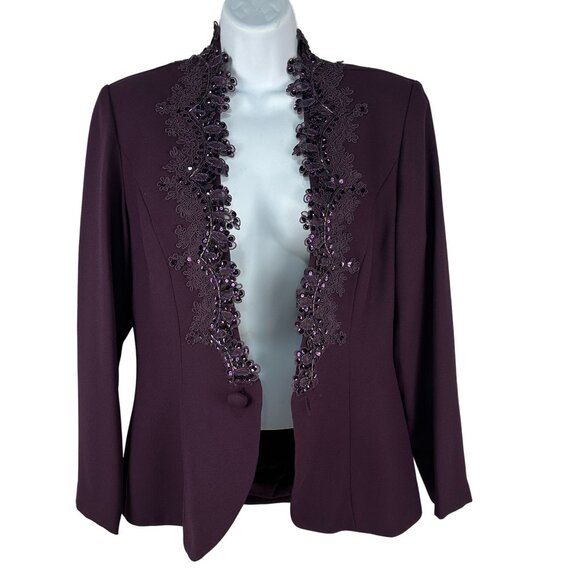 Karen Miller New York Purple Embellished Jacket & Sleeveless Gown Set Size 10 - Picture 1 of 12